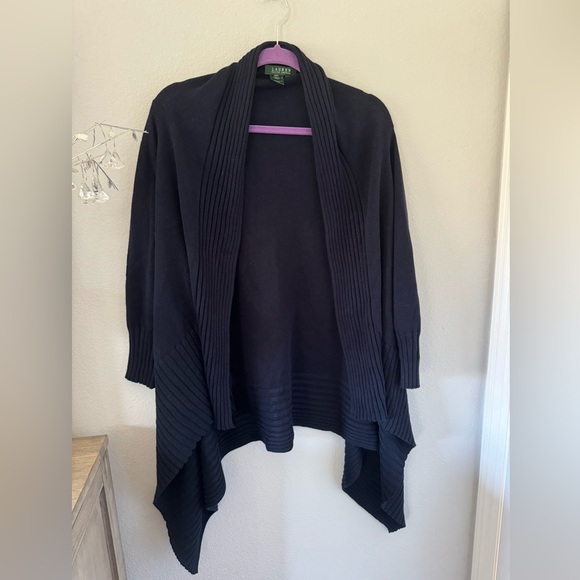 Lauren Ralph Lauren Sweaters - Ralph Lauren long sleeve linen blend knit cardigan. Navy blue. Size Medium. EUC.